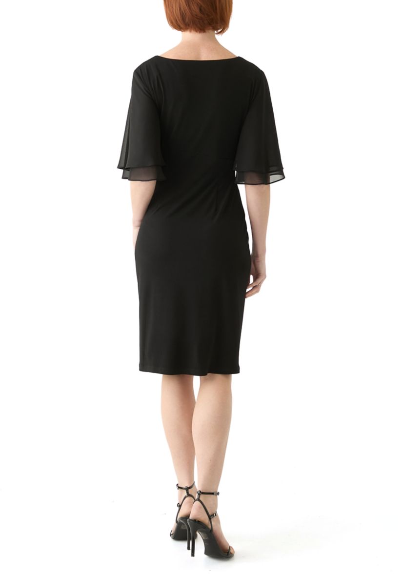 Womens Short Sleeve Crew Neck Solid Sheath Dress