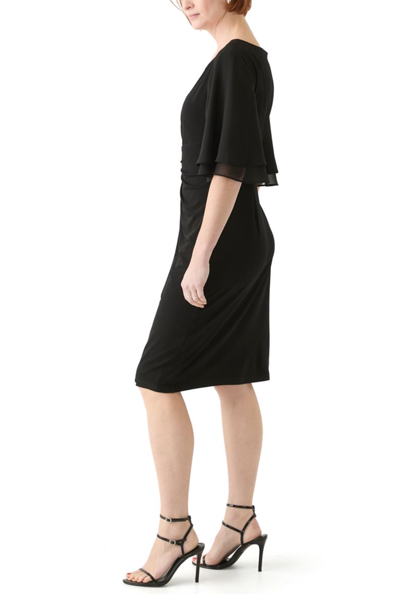 Womens Short Sleeve Crew Neck Solid Sheath Dress