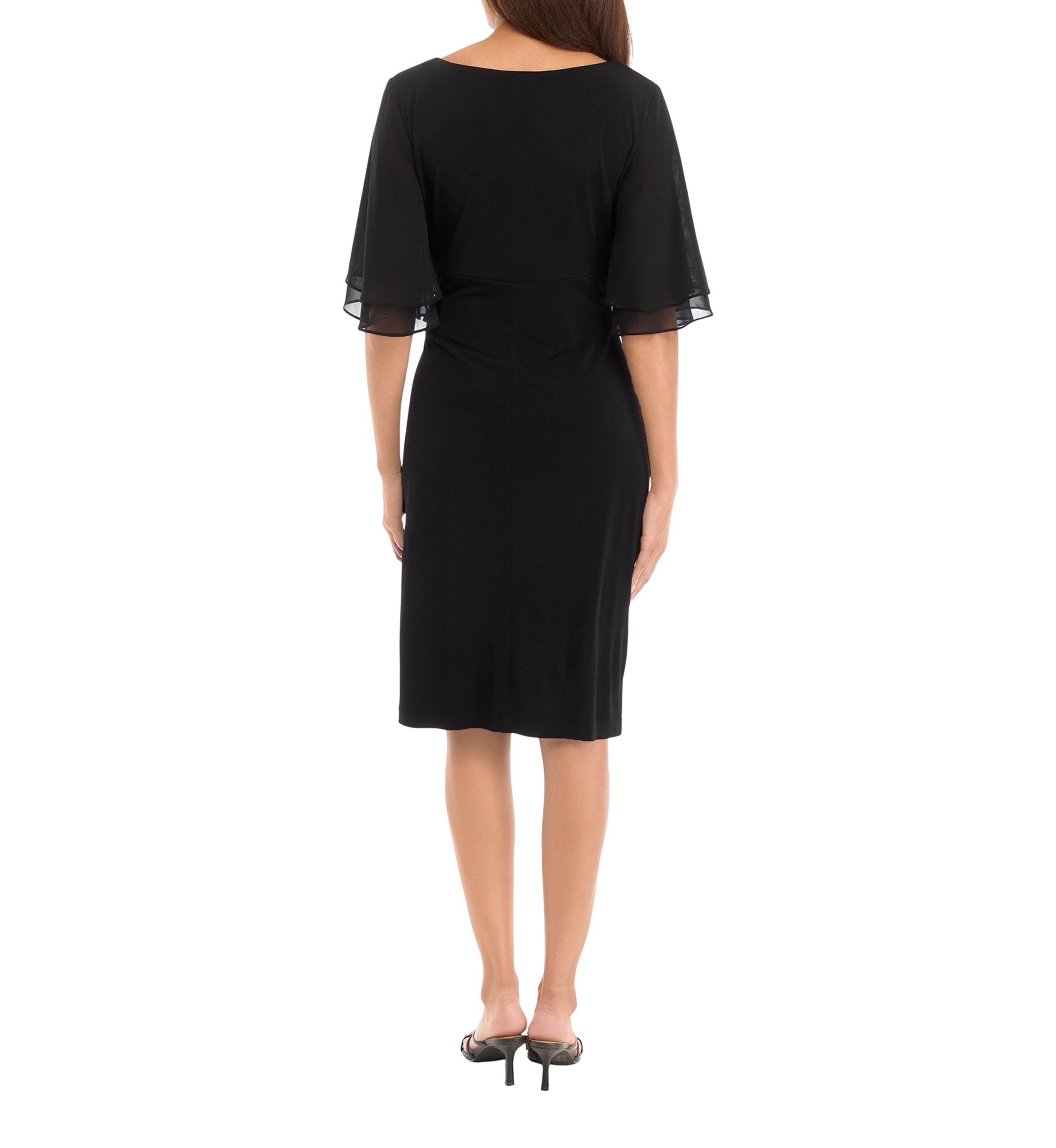 Womens Short Sleeve V-Neck Solid Sheath Dress