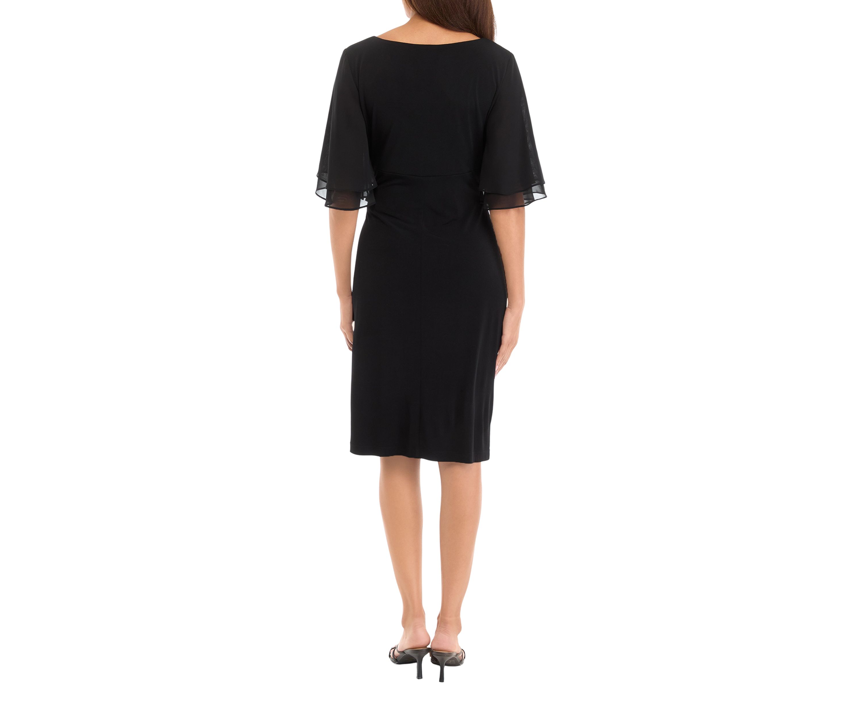 Womens Short Sleeve V-Neck Solid Sheath Dress