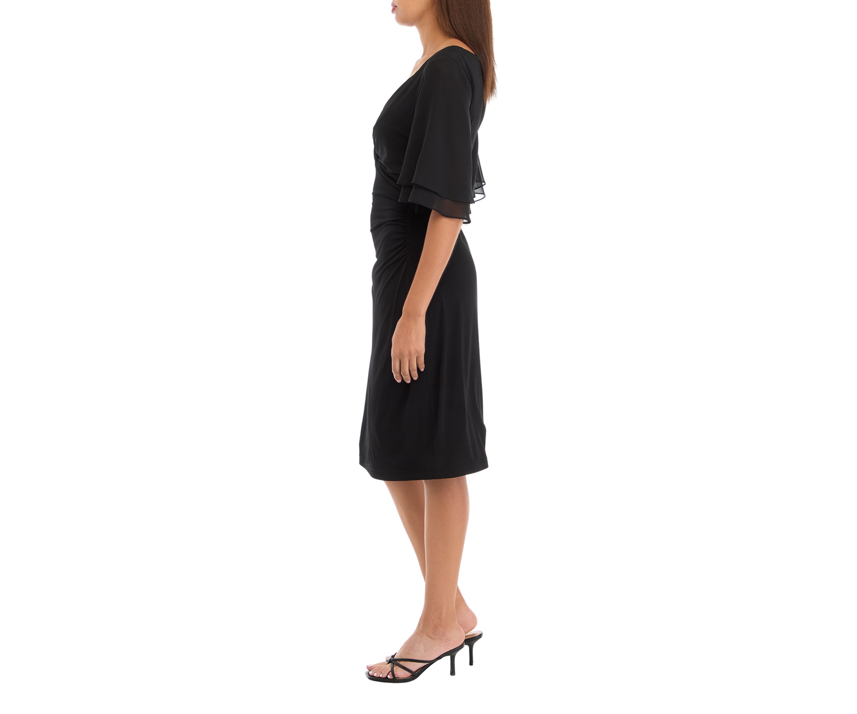 Womens Short Sleeve V-Neck Solid Sheath Dress