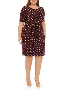 Connected Apparel Plus Size Polka Dot Printed Jersey Wrap Dress | belk