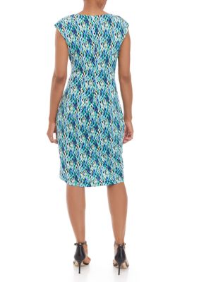 Connected Apparel Women s Sleeveless Printed Ruch Dress belk