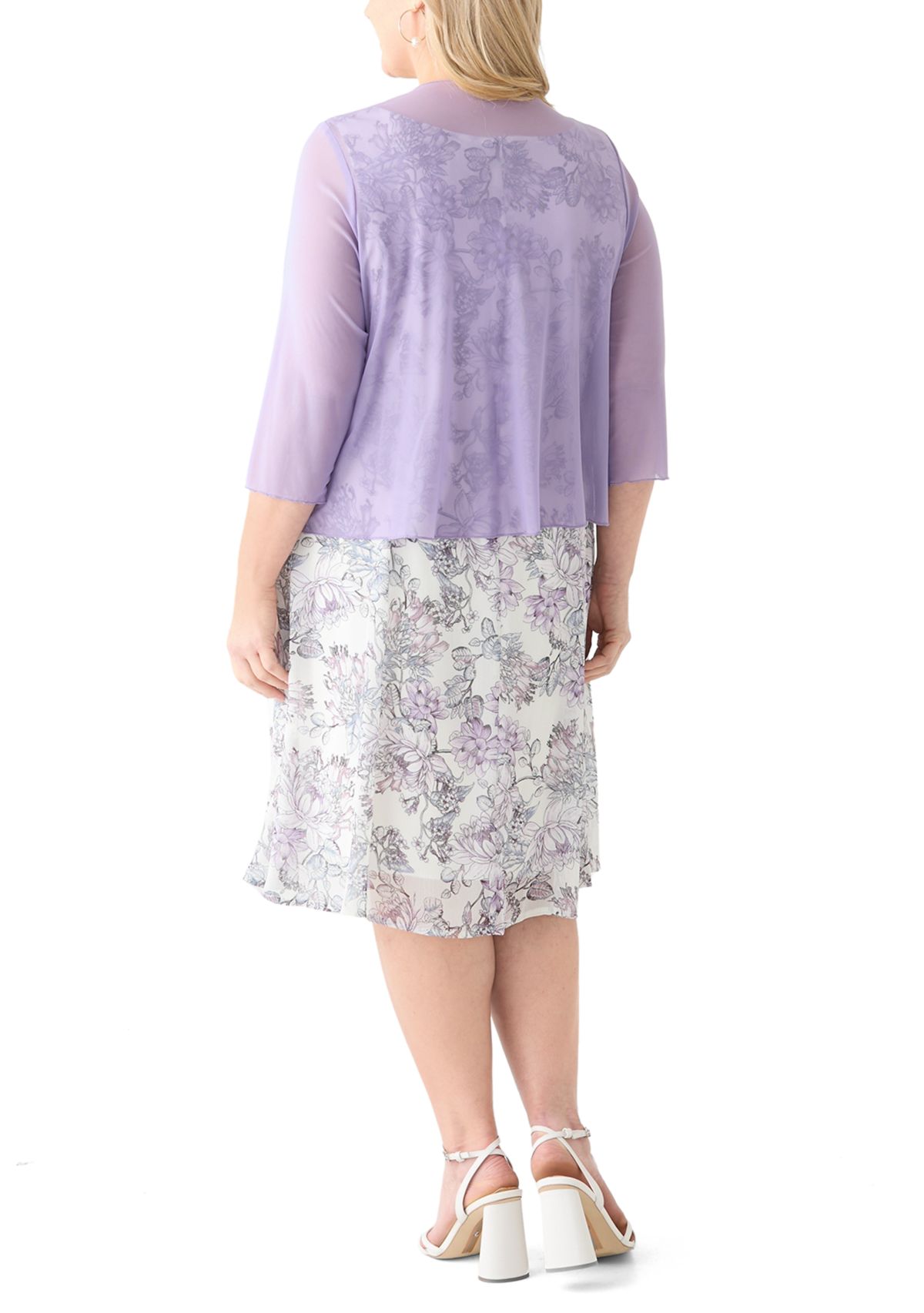 Plus Size Floral Print Dress with Jacket 