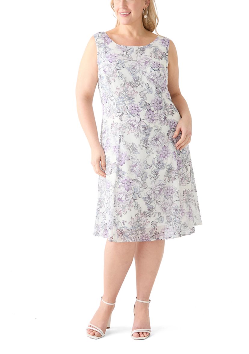 Plus Size Floral Print Dress with Jacket 