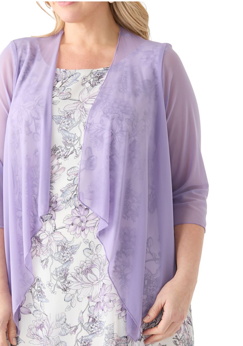 Plus Size Floral Print Dress with Jacket 