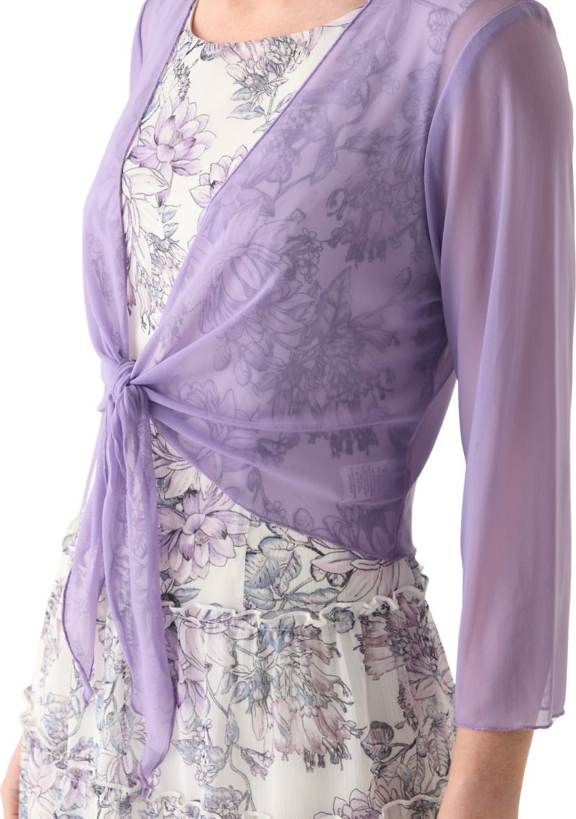 Womens 3/4 Sleeve Crew Neck Floral Print Jacket Dress