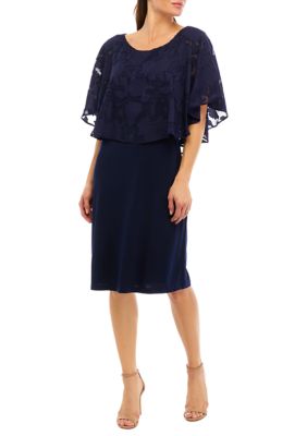 Connected Apparel Women's Lace Cape Shift Dress | belk