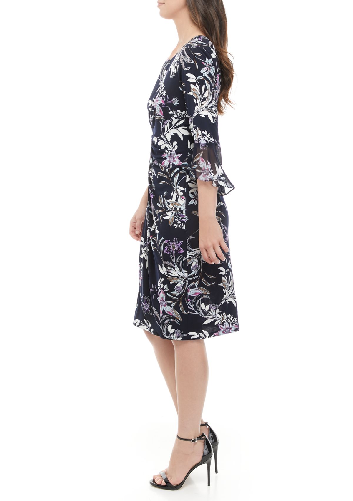 Womens Bell Sleeve Floral Print Dress