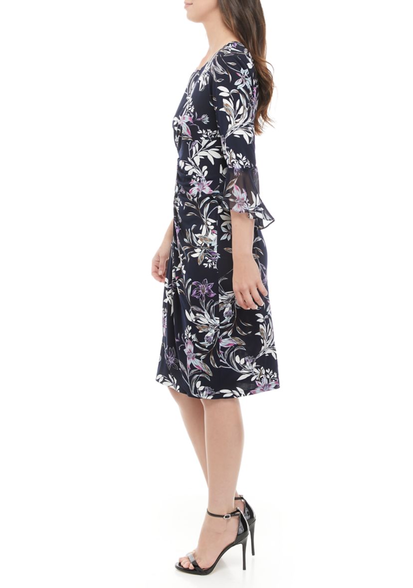 Womens Bell Sleeve Floral Print Dress