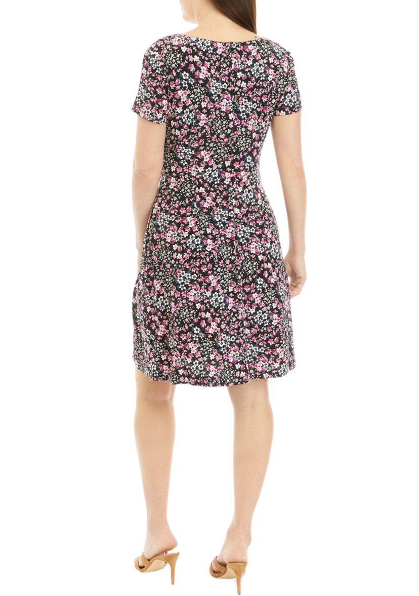 Connected Apparel Women's Ditsy Floral A-Line Dress | Belk