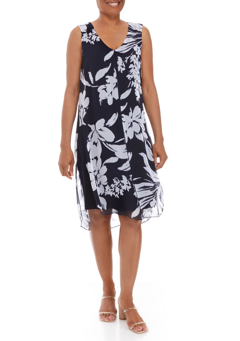 Womens Sleeveless Chiffon Split Front Dress