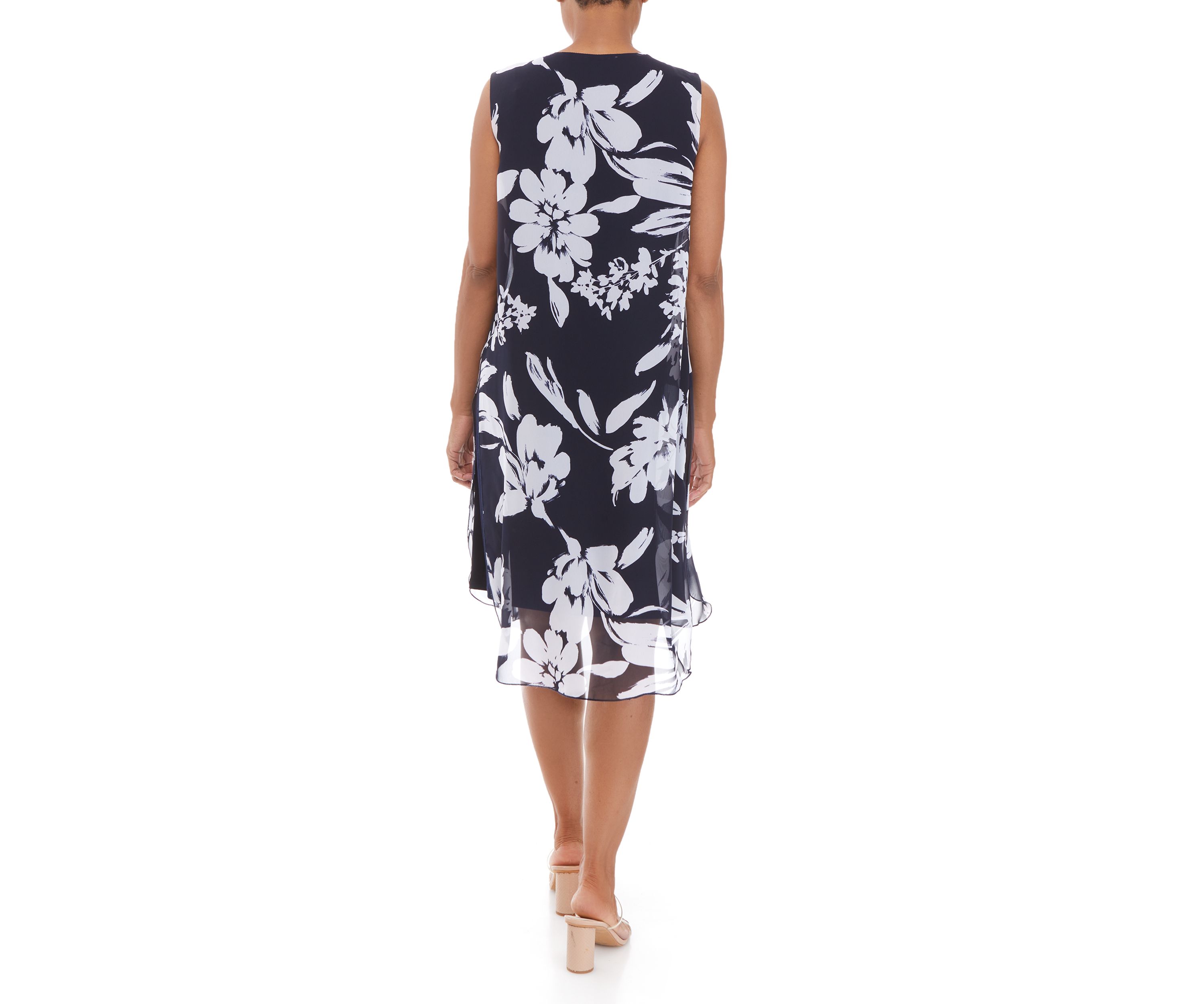 Womens Sleeveless Chiffon Split Front Dress