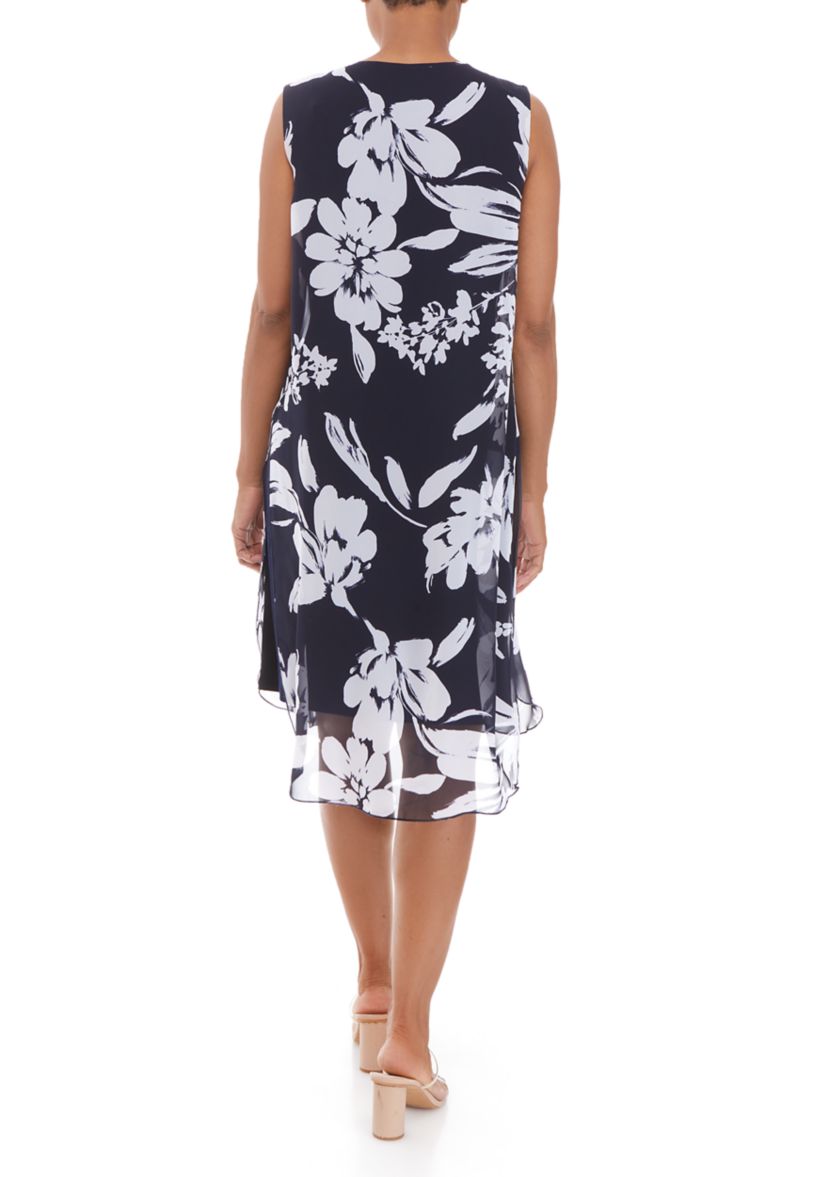 Womens Sleeveless Chiffon Split Front Dress