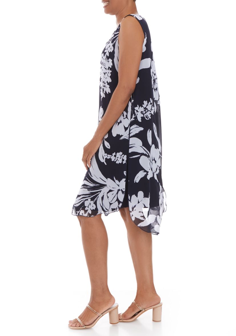 Womens Sleeveless Chiffon Split Front Dress