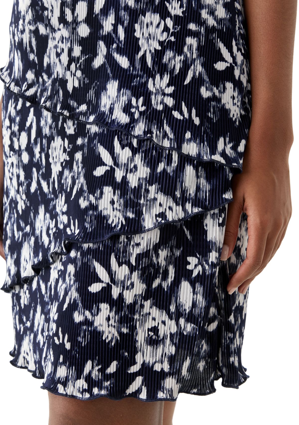 Womens Short Sleeve V-Neck Floral Print A-Line Dress