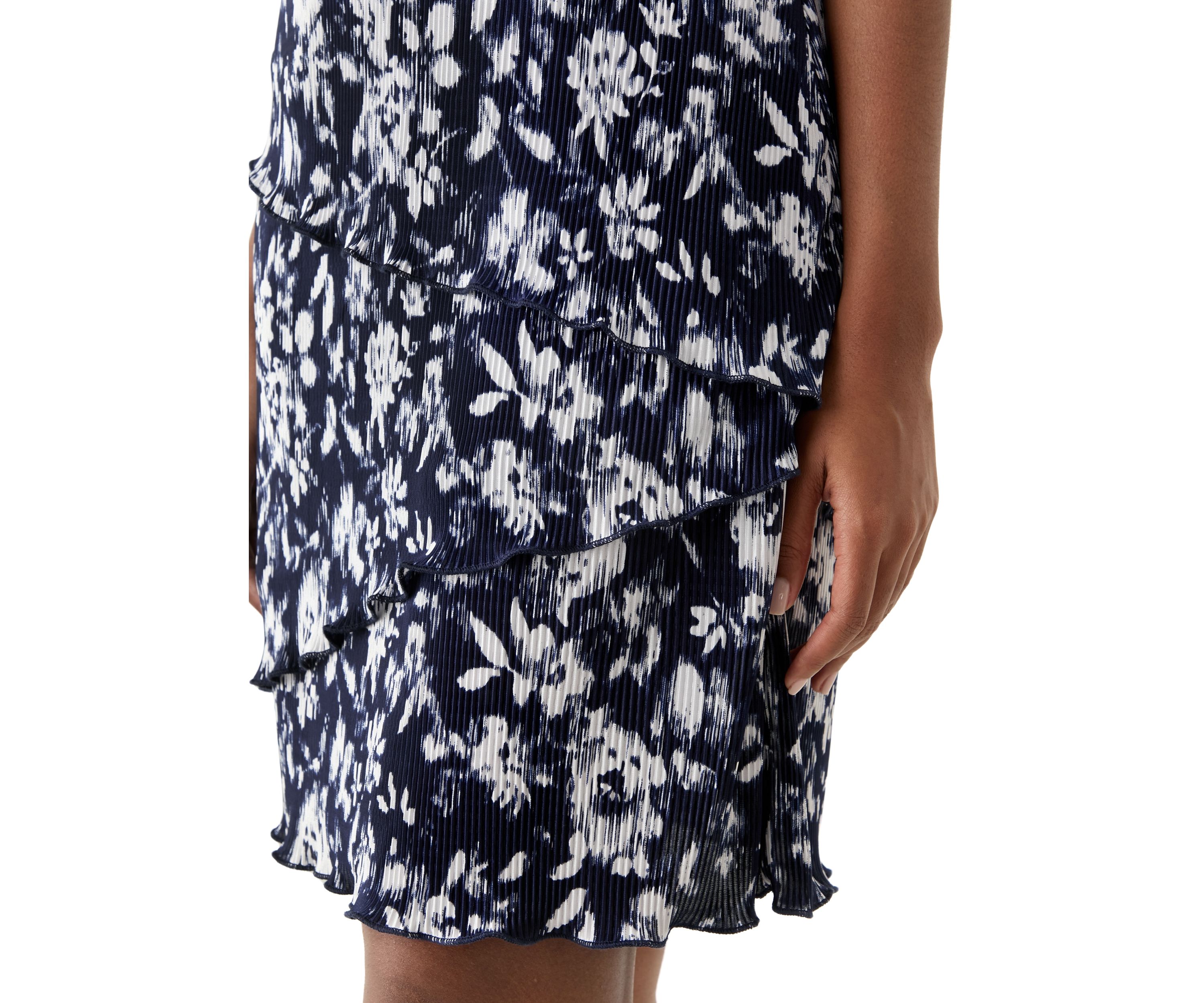Womens Short Sleeve V-Neck Floral Print A-Line Dress