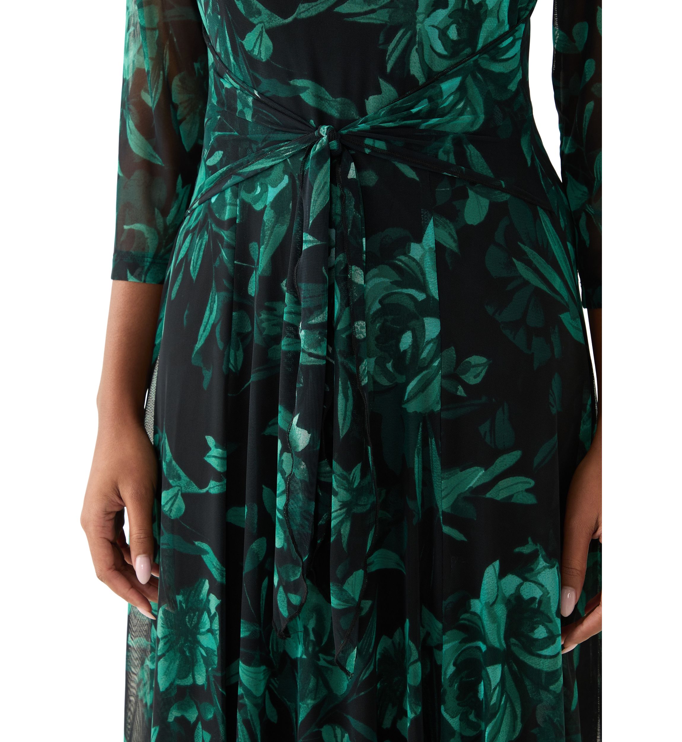 Womens 3/4 Sleeve Printed A-Line Dress