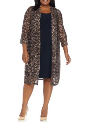 Connected Apparel Plus Size Mock Two-Piece Jacket Dress | belk