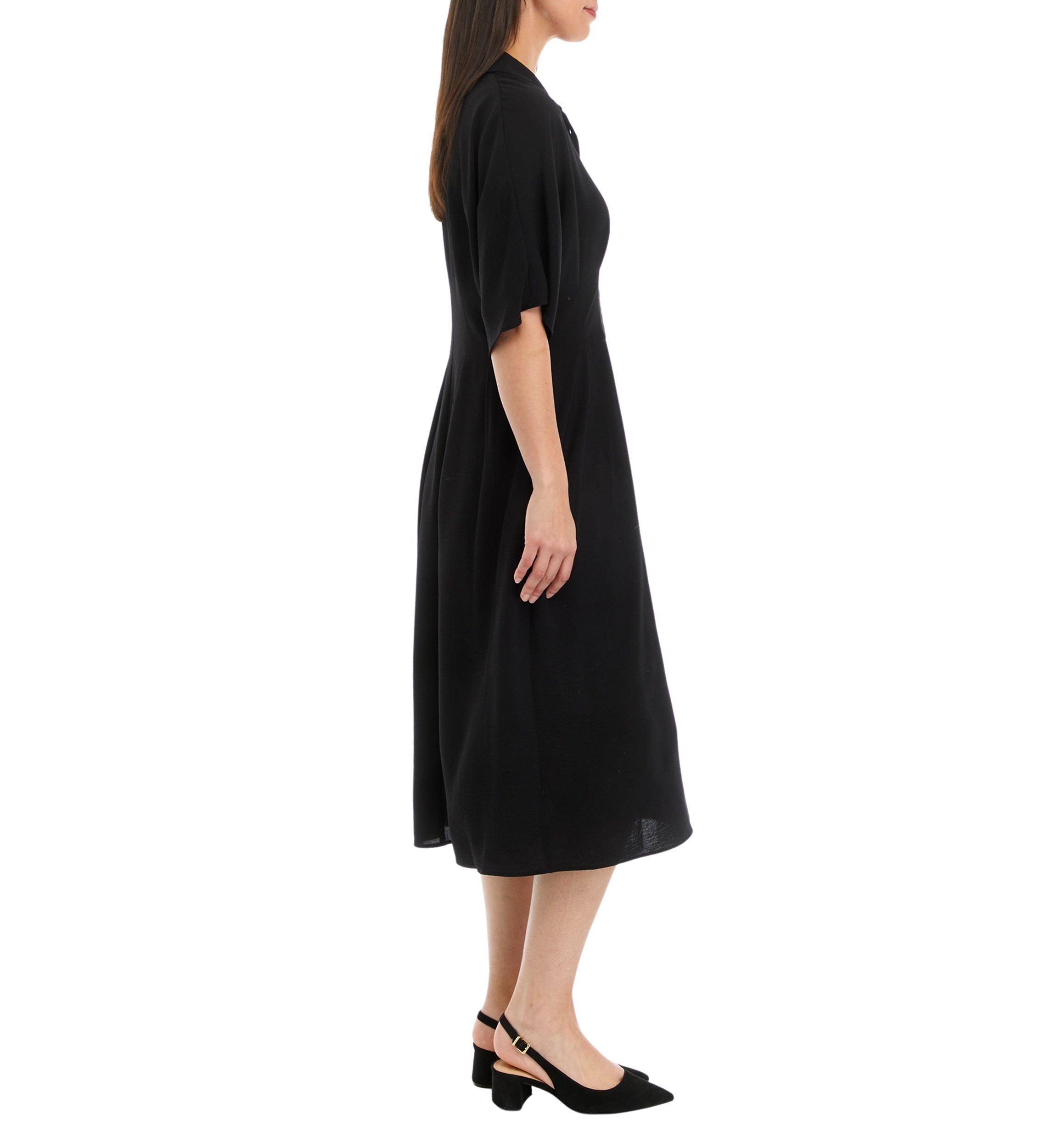 Womens Short Sleeve Collar Solid Pocket Shirtdress