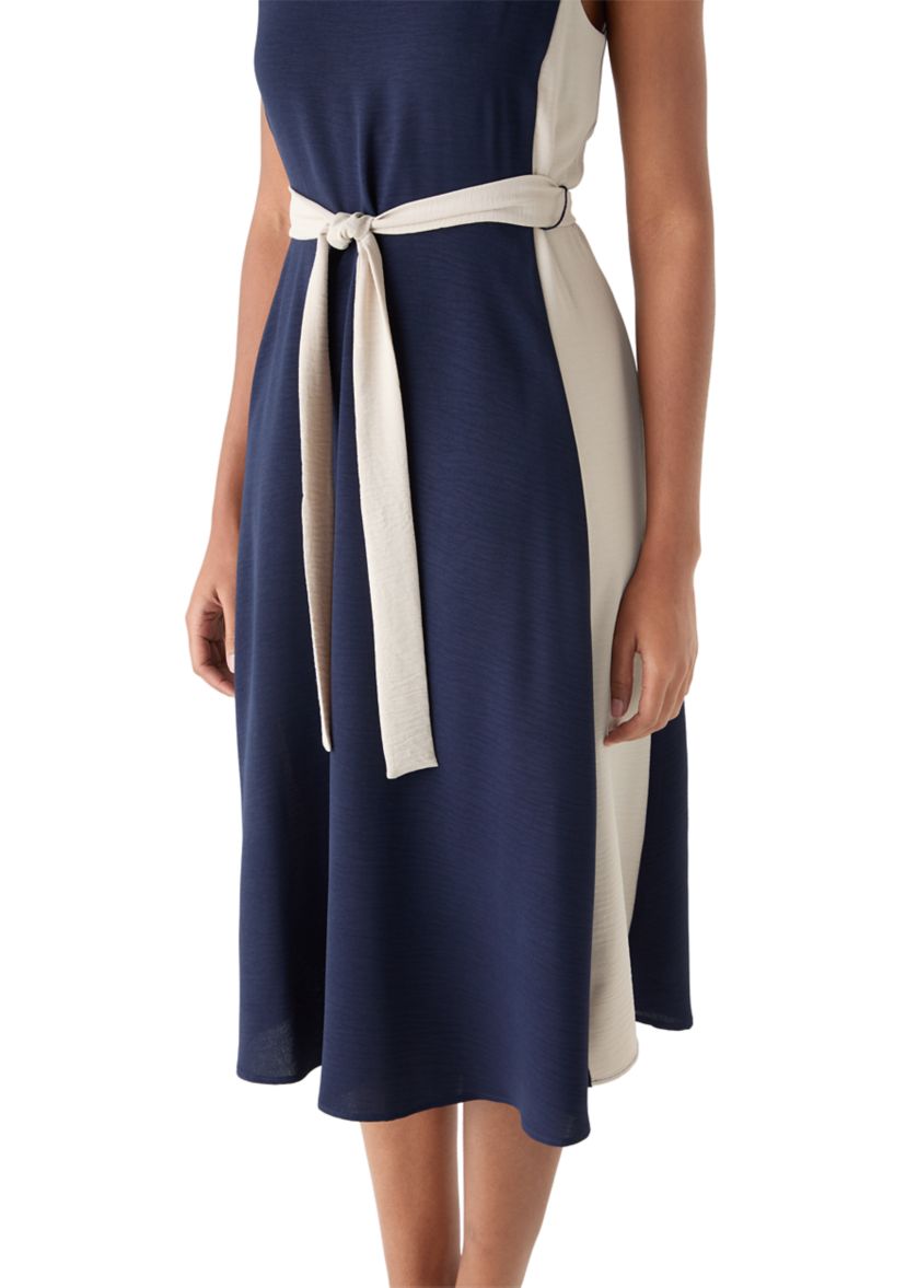 Connected Women's Two-Tone Tie-Waist Dress - Navy - Size 10