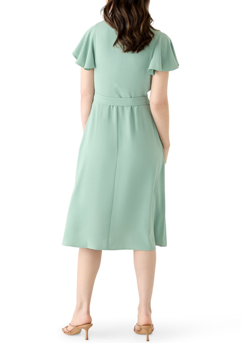 midi black a line dress Black Rib Knit Crew Neck Short Sleeve A-Line Dress