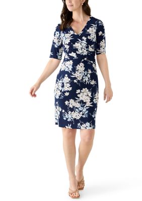 Connected Apparel Women's Short Sleeve Printed Shift Dress
