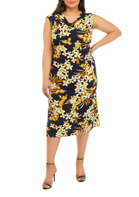 Connected Apparel Plus Size Cap Sleeve Floral Printed
