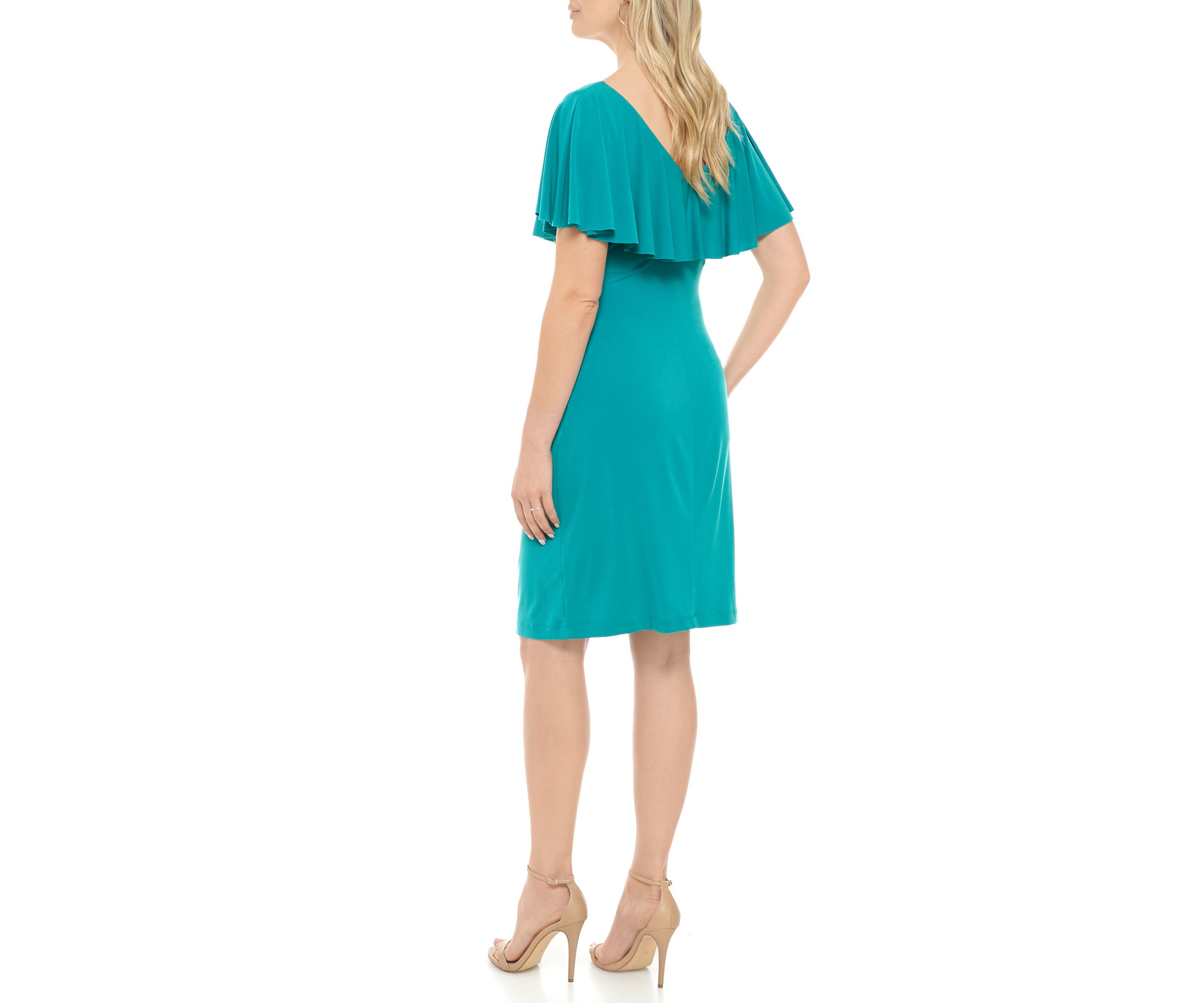 Womens Solid Asymmetrical Tier Dress