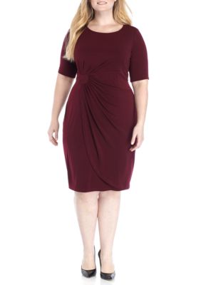 Connected Apparel Plus Size Matte Jersey Wrap Dress | belk