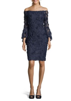 Xscape Off The Shoulder Lace Sheath Dress Belk 