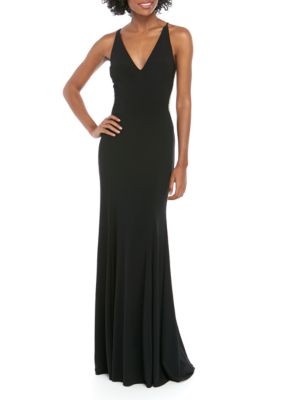 Xscape Sleeveless ITY Mesh Back Gown | belk