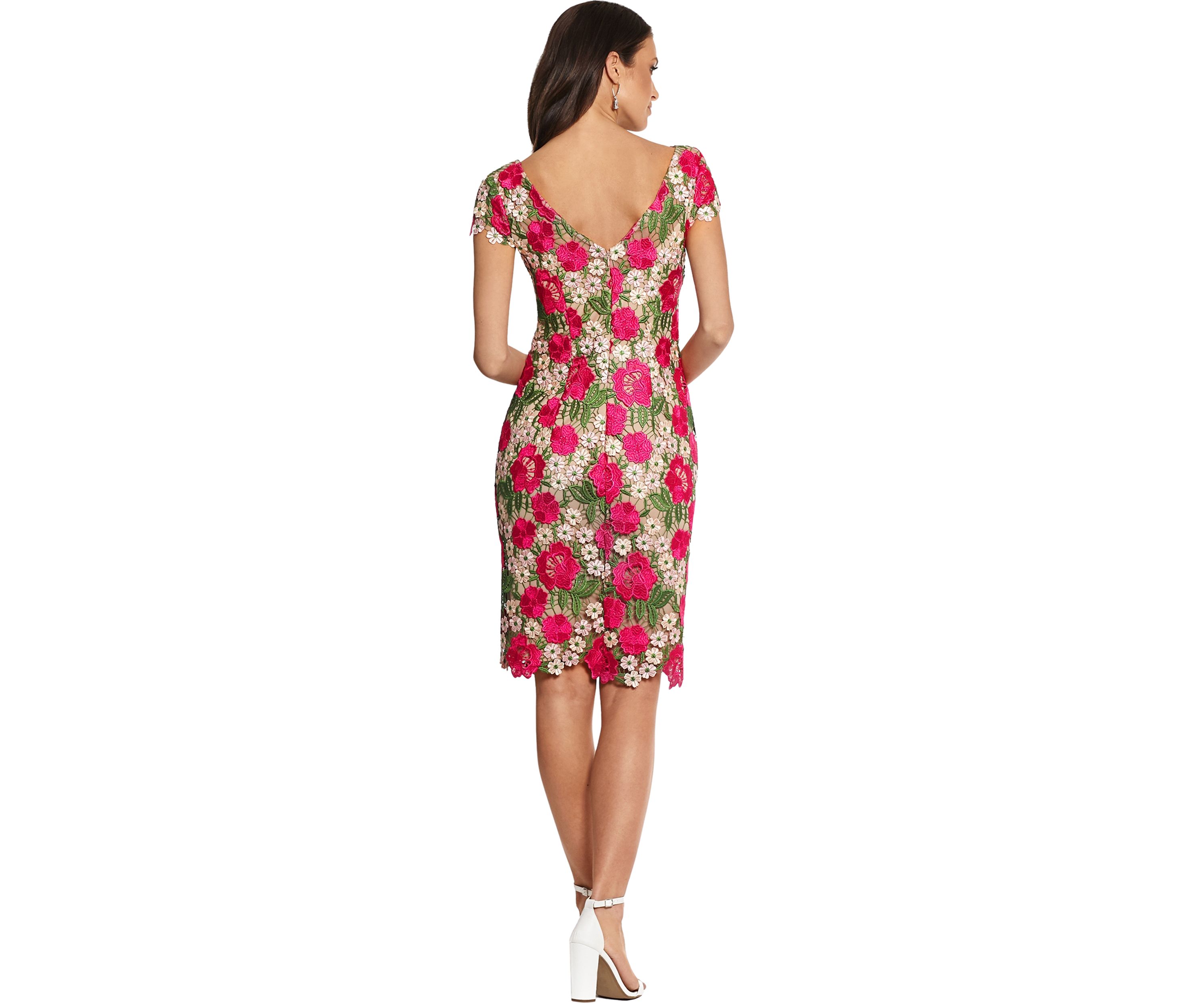 Womens Short Sleeve Floral Print Sheath Dress