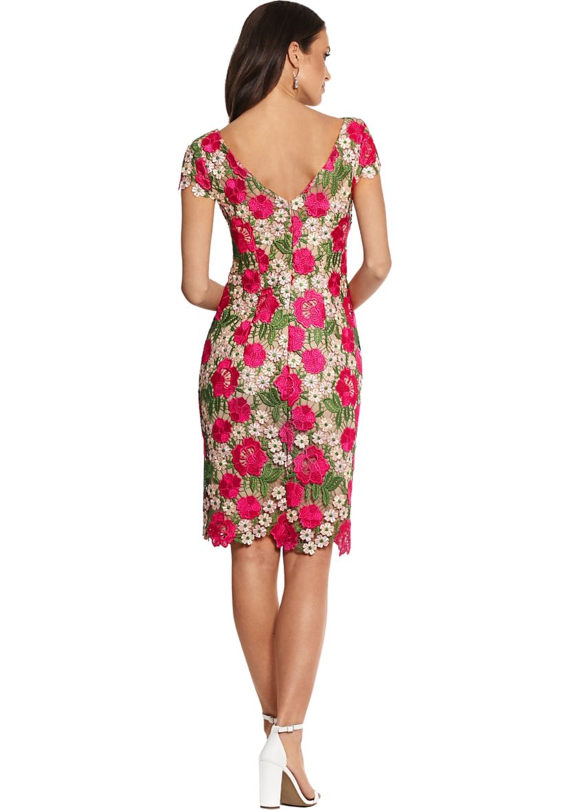 Womens Short Sleeve Floral Print Sheath Dress