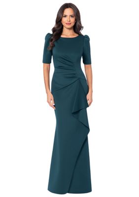 Women's Short Sleeve Solid Side Ruch Gown