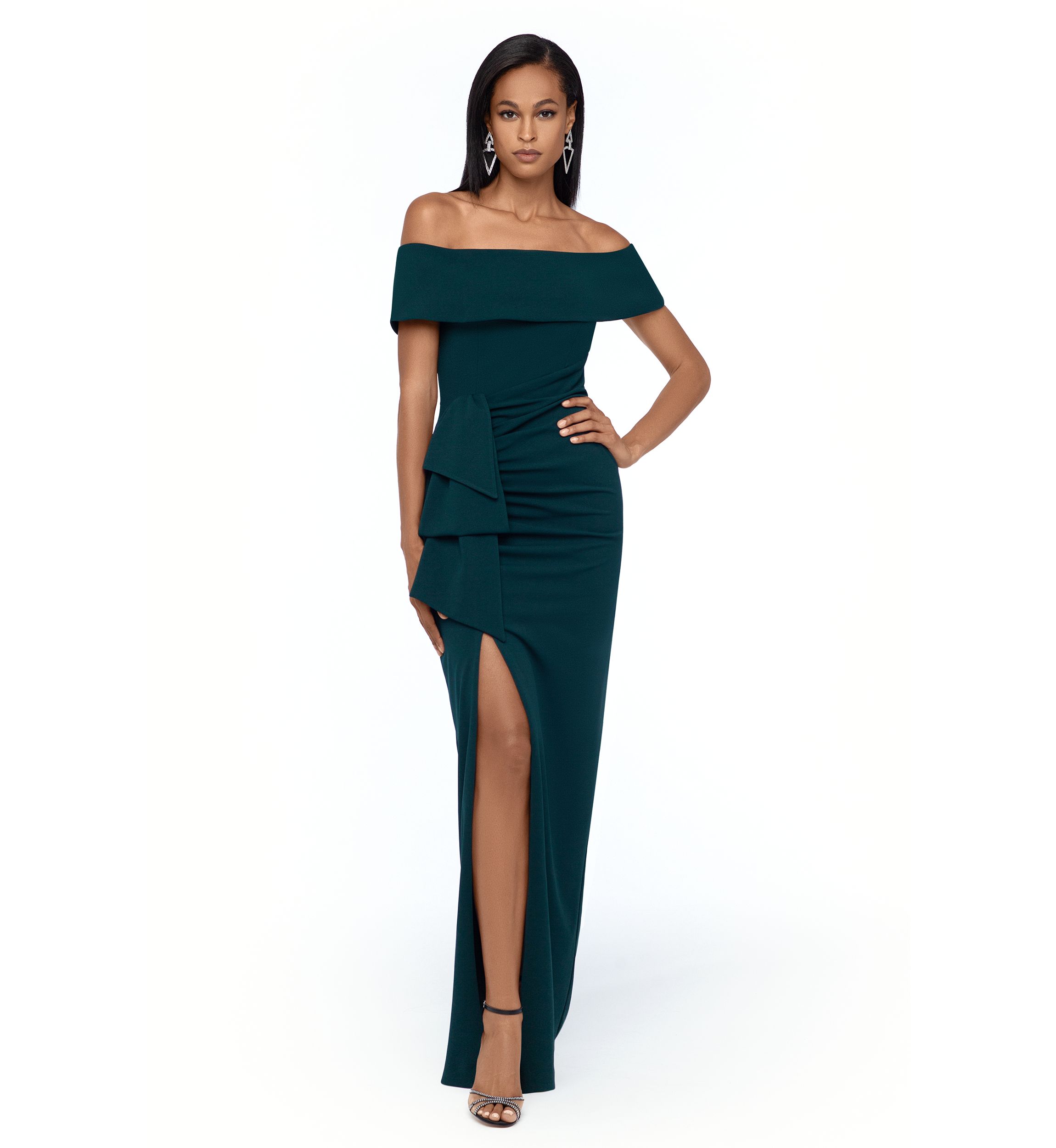 green off the shoulder lace dress Off-the-shoulder Lace Long Sleeves Evening Dress Green Satin Skirt –  loveangeldress