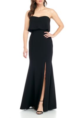 bcbg strapless crepe gown