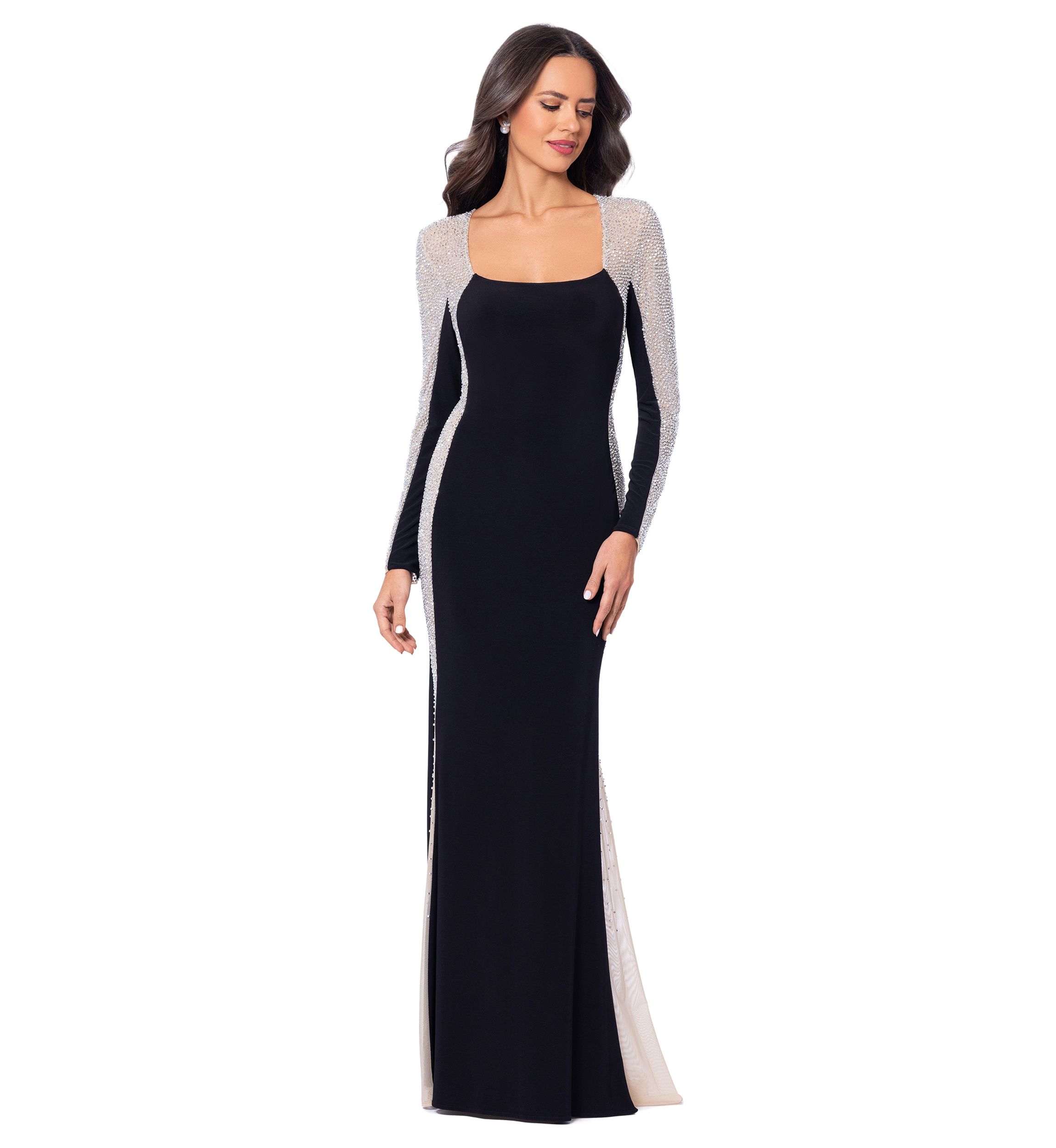 Womens Mesh Long Sleeve Solid Slim Gown