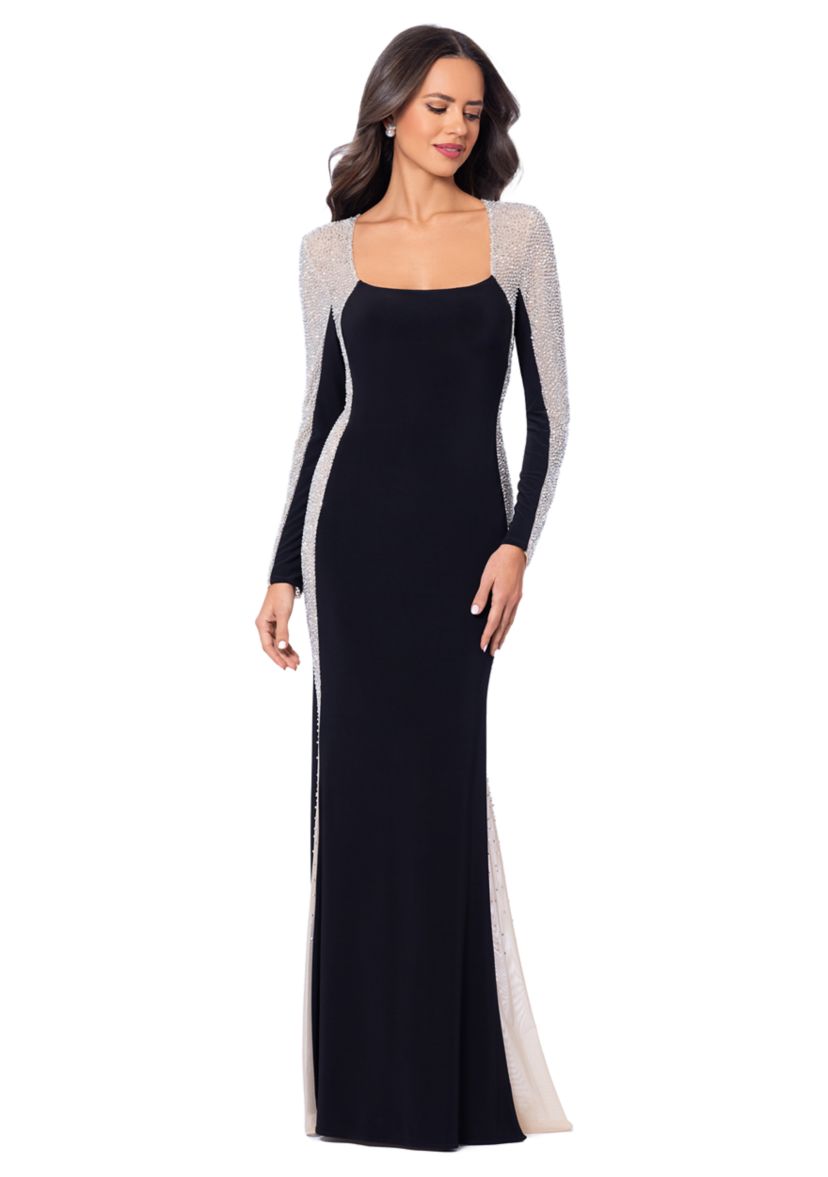 Womens Mesh Long Sleeve Solid Slim Gown