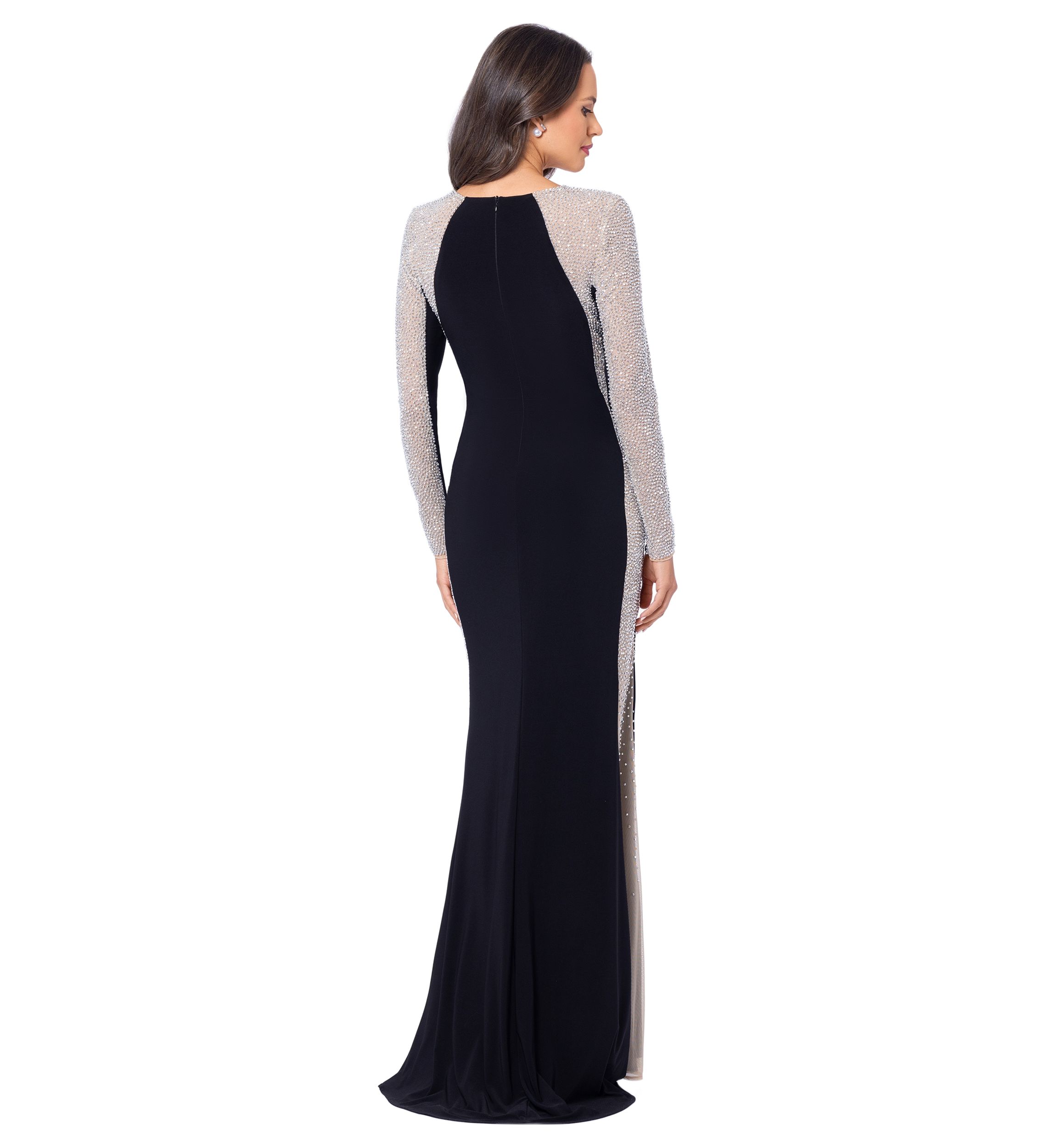 Womens Mesh Long Sleeve Solid Slim Gown