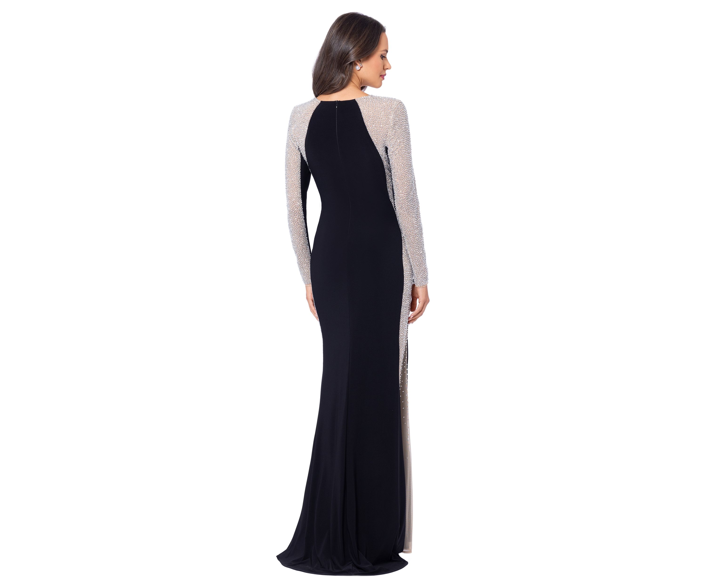 Womens Mesh Long Sleeve Solid Slim Gown