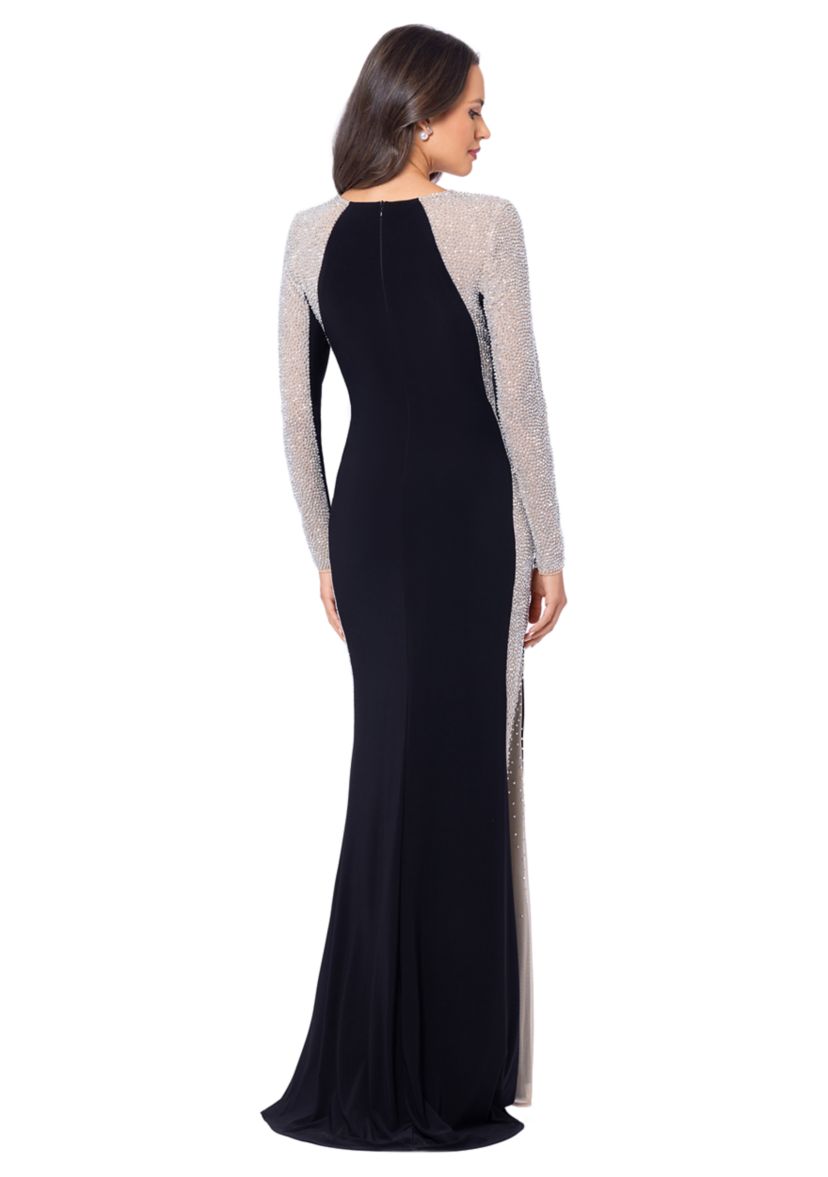 Womens Mesh Long Sleeve Solid Slim Gown