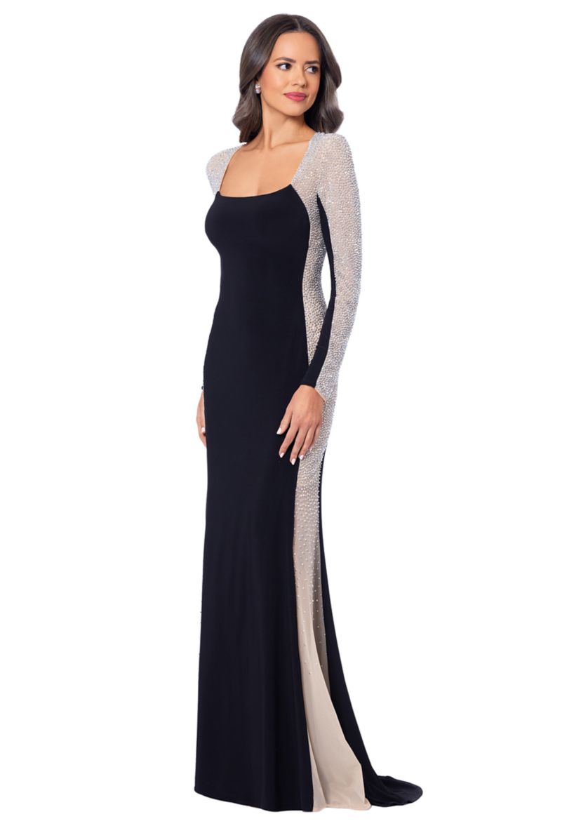 Womens Mesh Long Sleeve Solid Slim Gown