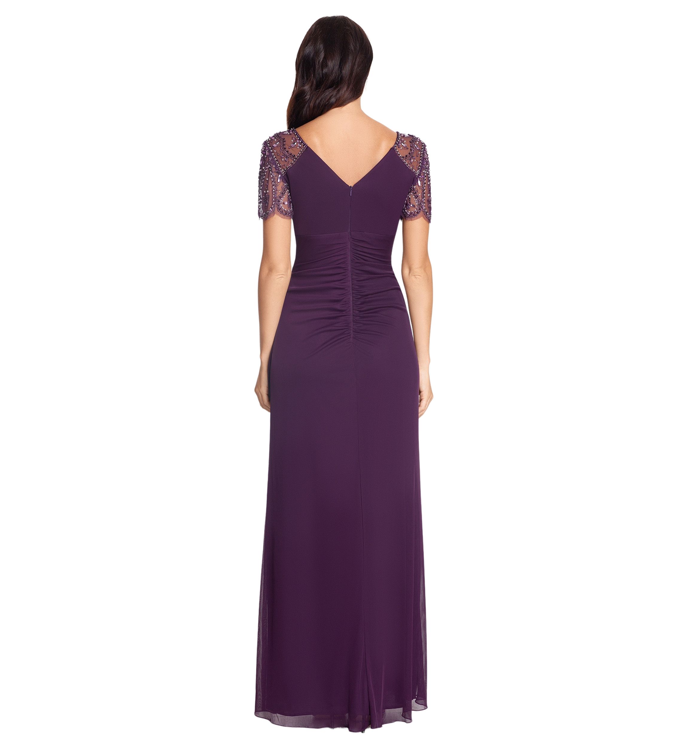 Womens V-Neck Beaded Slim Gown