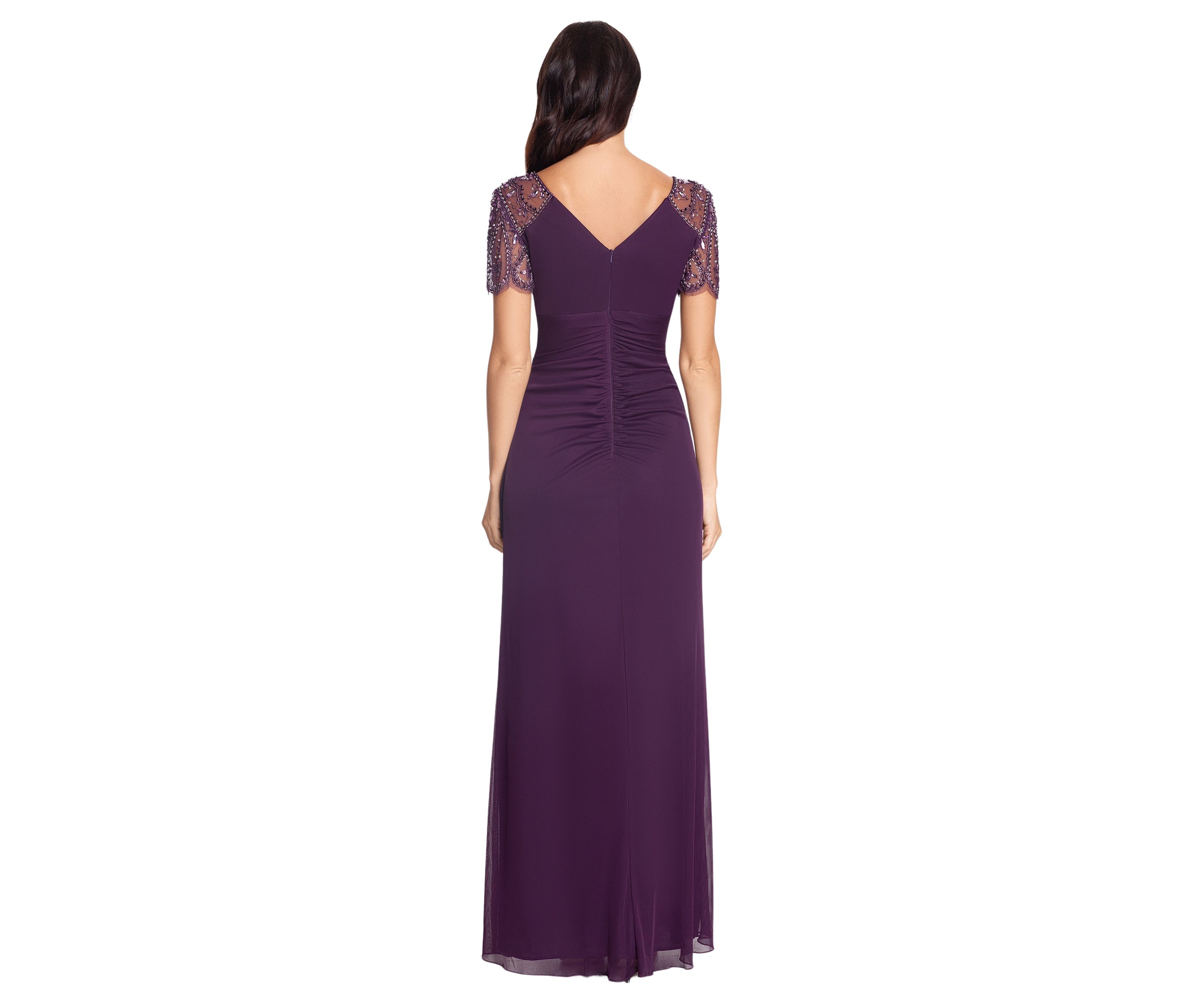 Womens V-Neck Beaded Slim Gown