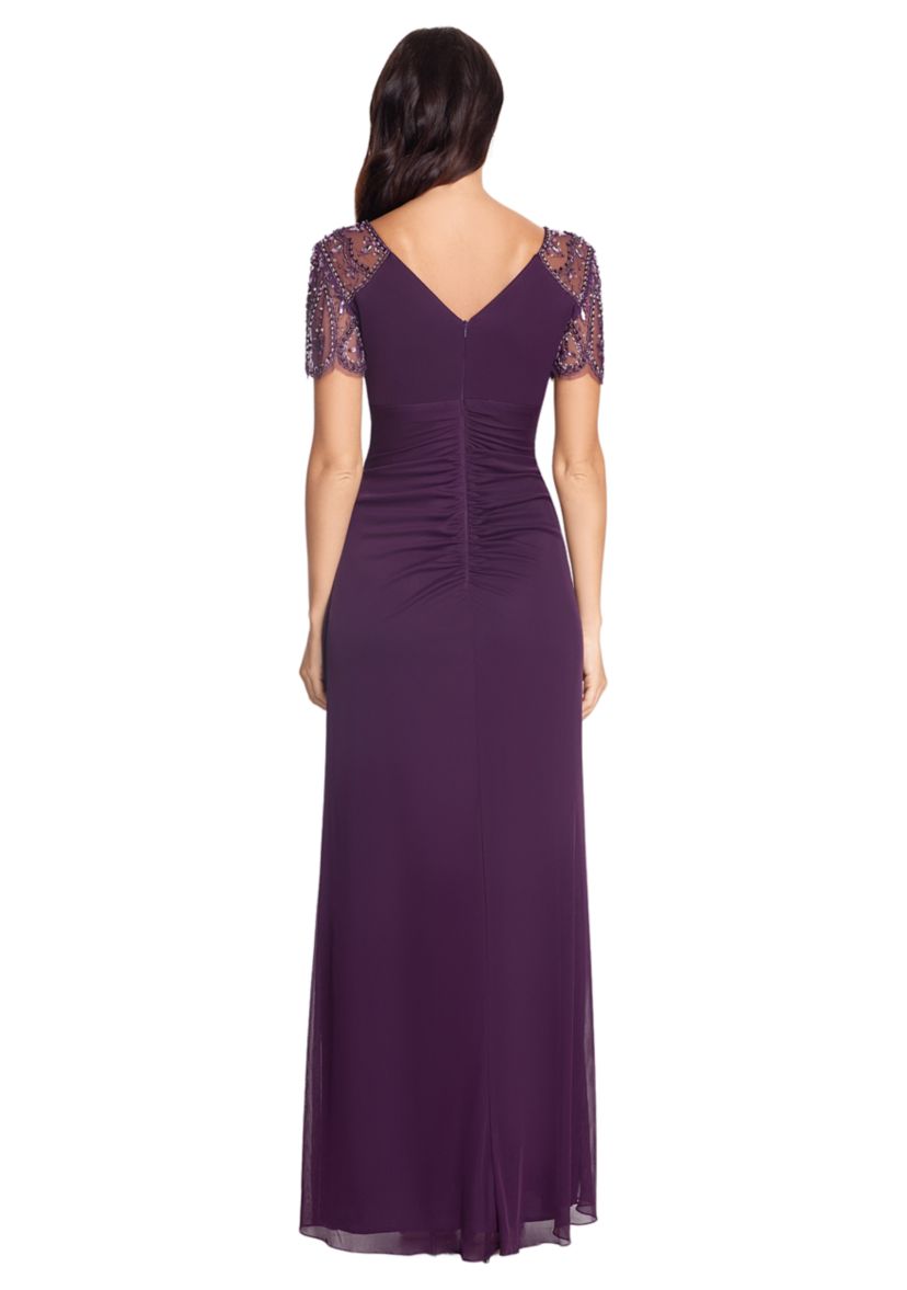 Womens V-Neck Beaded Slim Gown