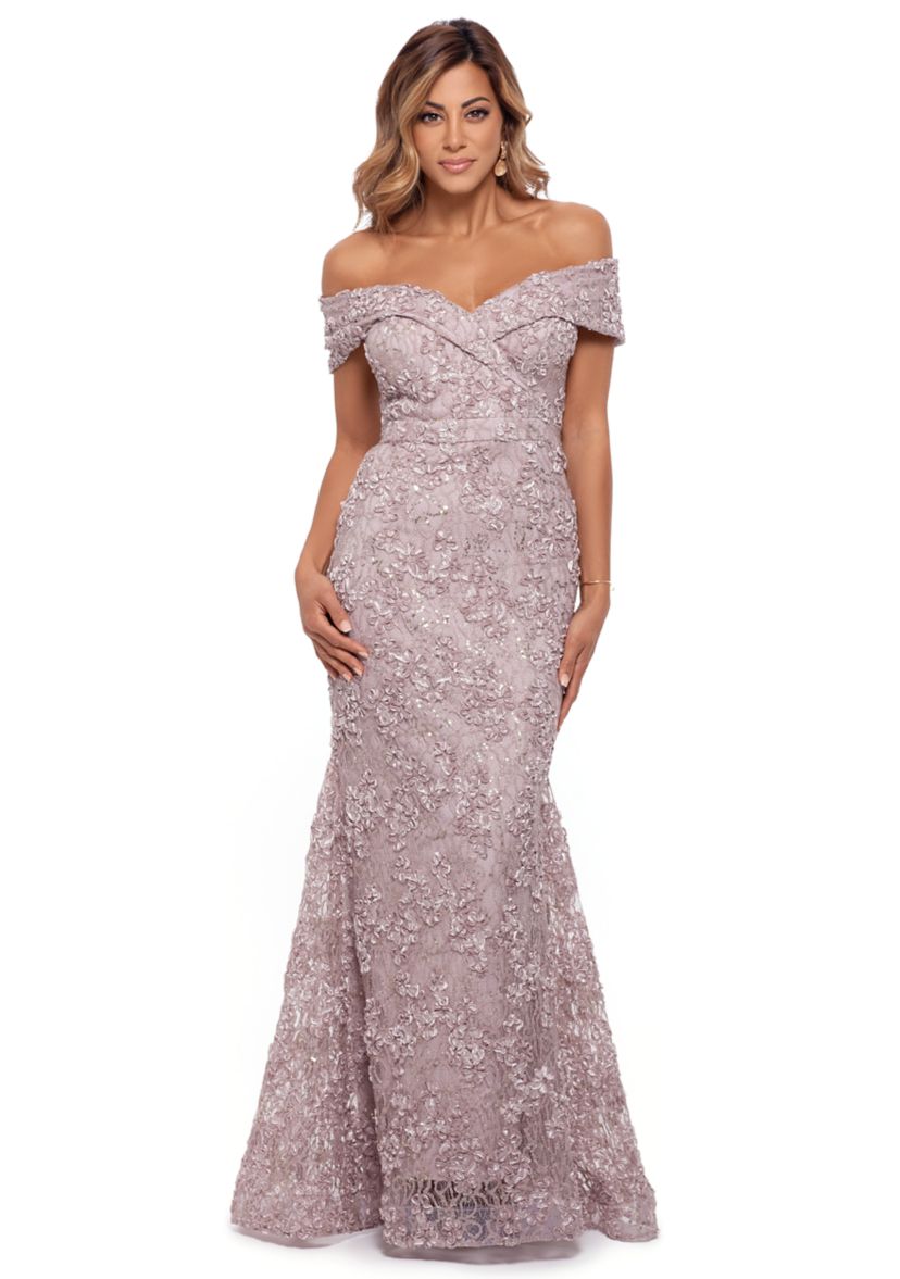 Womens Off the Shoulder Long Lace Dress