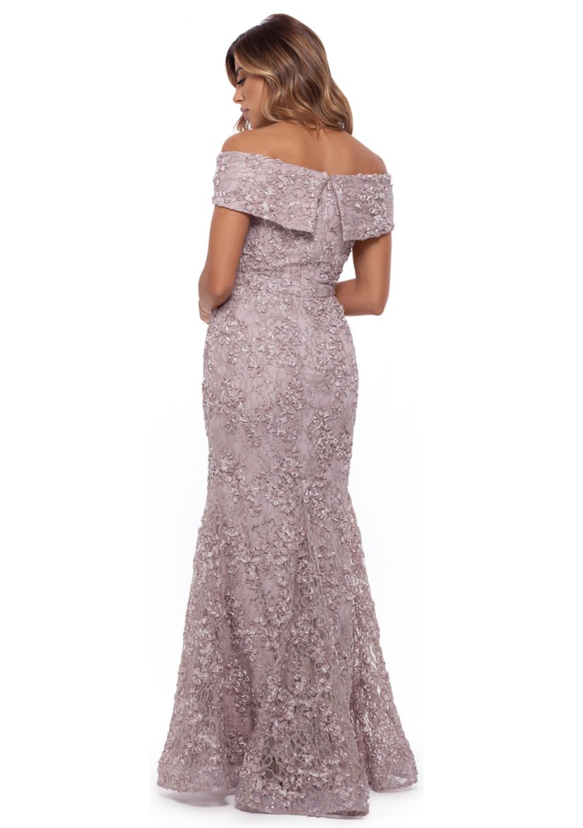 Womens Off the Shoulder Long Lace Dress