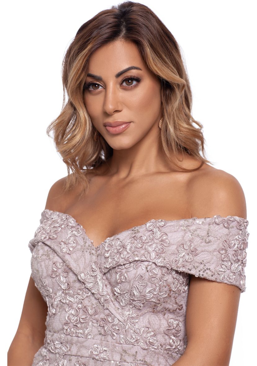 Womens Off the Shoulder Long Lace Dress