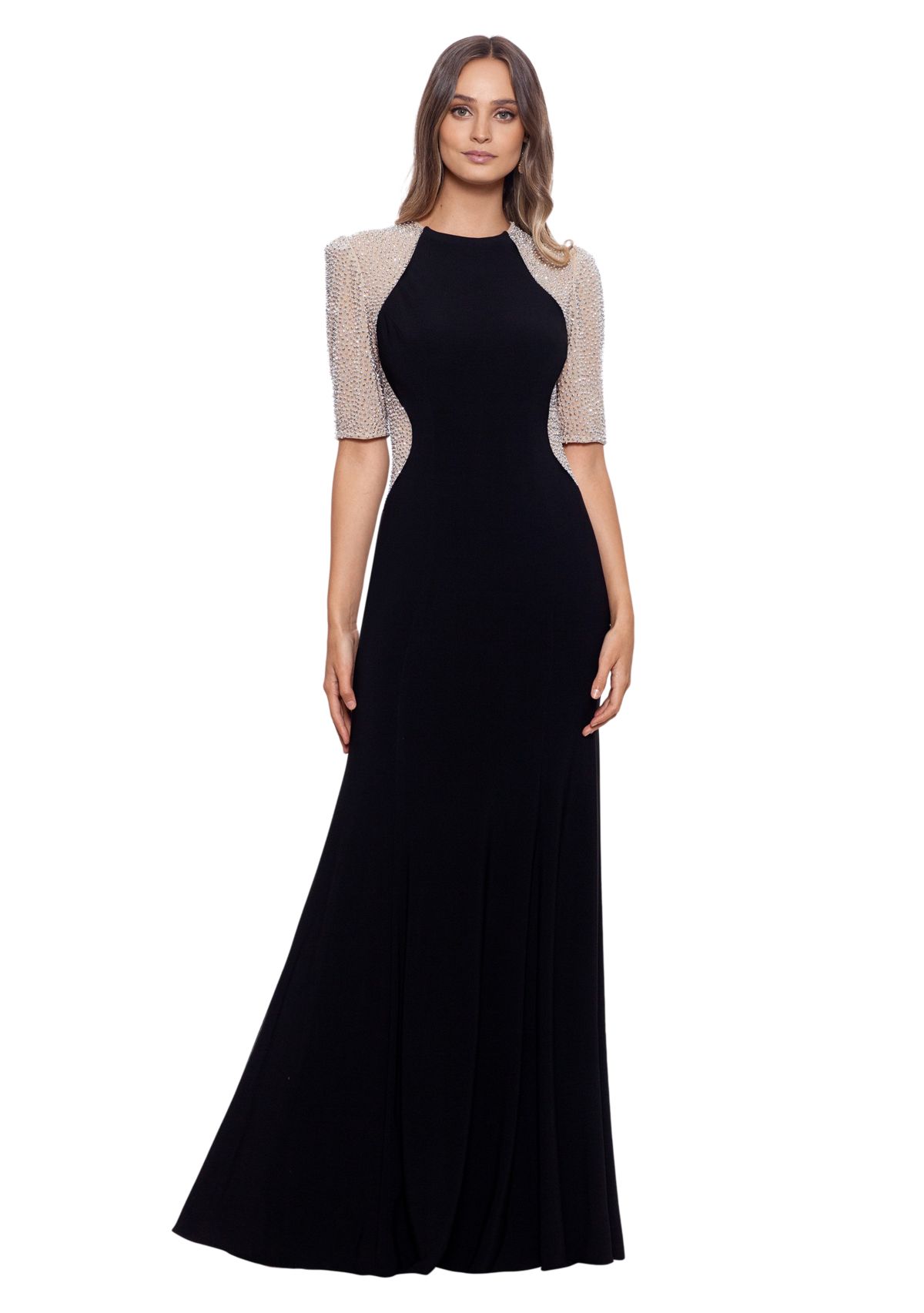 Womens Crew Neck Illusion Slim Gown